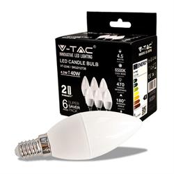 LAMPADINA LED CANDELA 4,5W E14 6400K 6PZ PACK