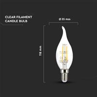 LAMPADINA LED CANDELA A FIAMMA 4W E14 2700K TRASPARENTE