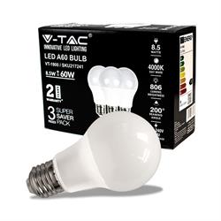 LAMPADINA LED GOCCIA 8,5W E27 A60 4000K 3PZ PACK