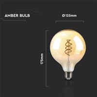 LAMPADINA LED GLOBO G125 6W VETRO E27 G125 2200K AMBRA