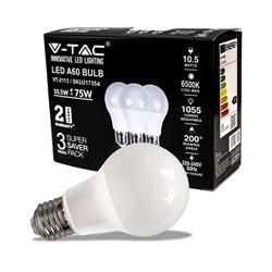 LAMPADINA LED GOCCIA 10,5W E27 A60 6400K 3PZ PACK