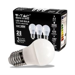 LAMPADINA LED SFERA 4,5W E27 G45 3000K 3PZ PACK