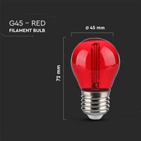 LAMPADINA LED SFERA 2W E27 G45 ROSSO TRASPARENTE