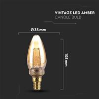 LAMPADINA LED CANDELA 2W E14 1800K AMBRA TRASPARENTE