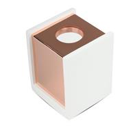 PORTAFARETTO CUBO DA SUPERFICIE GESSO+METALLO RAME GU10