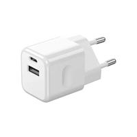 CARICATORE 30W 1 USB + 1 USB-C BIANCO