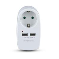 ADATTATORE DA VIAGGIO SPINA EU PRESA EU 16A + USB 2,1A 3