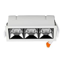 INCASSO QUADRO LED 3x4W 2700K 12GRADI ALLUMINIO BIANCO