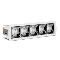 INCASSO QUADRO LED 5x4W 5700K 12GRADI ALLUMINIO BIANCO