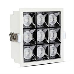 INCASSO QUADRO LED 9x4W 5700K 38GRADI ALLUMINIO BIANCO