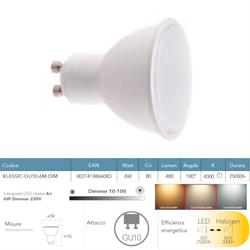 LAMPADINA LED DIMMERABILE GU10 5,5W 435LM 4000K 100° 50X