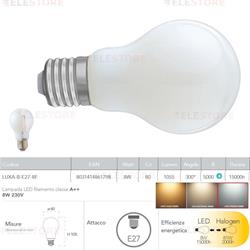 LAMPADINA LED FILAMENTO BIANCO E27 8W 950LM 6500K 300° 6