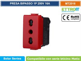 PRESA BIPASSO ROSSO 2+T 16A COMPATIBILE MATIX