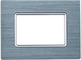 PLACCA ALLUMINIO 3P SILVER COMPATIBILE LIVING