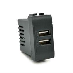 Doppia Presa Usb 2A T1-Art 821N Nero