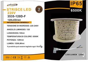 UNIVERSO STRIP LED 220V 3000K 12W/MT IP65 1200LM