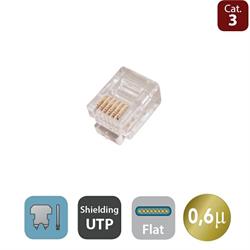 Modular plug for flat cable, Cat.3, RJ12, 6P6C, CF 50