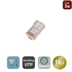 Cat. 5e UTP modular plug for stranded and solid round ca