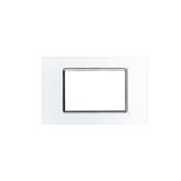 Placca Vetro T1-Art 8004BL-1 4P Bianco COMP. LIVING