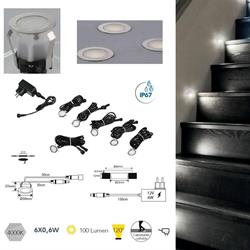 KIT 6 INCASSI LED RIDER DC12V NICHEL IN ACCIAIO 6X0,6W 3