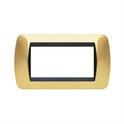 Placca Metallo T1 4P Oro Spazzolato COMPATIBILE LIVING