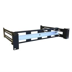 2U Din Bar for 19 Racks, adjustable depth, Black RAL